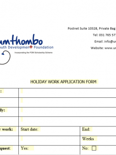 Holiday Work Application